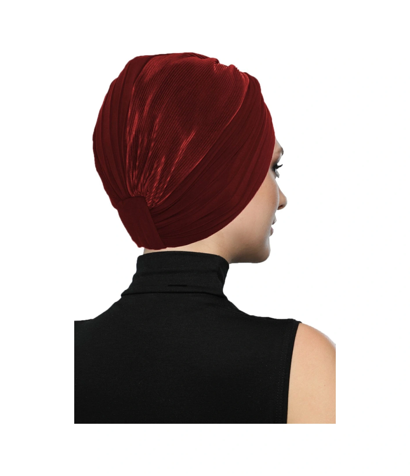 Çapraz Plise Astarlı Hazır Türban Ve Tesettür Bonesi Bordo