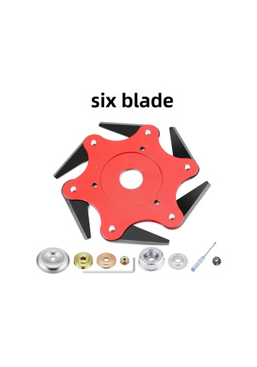 Xiyyadms Yeni Nesil Mangan Çelik 6 Yaprak Bıçaklı Çim Biçme Aleti Uyumlu Disk, Verimli Kesim Ve Kolay Kurulum, 2 Adet Bıçak + 5 Parça Sabit Set Dahil