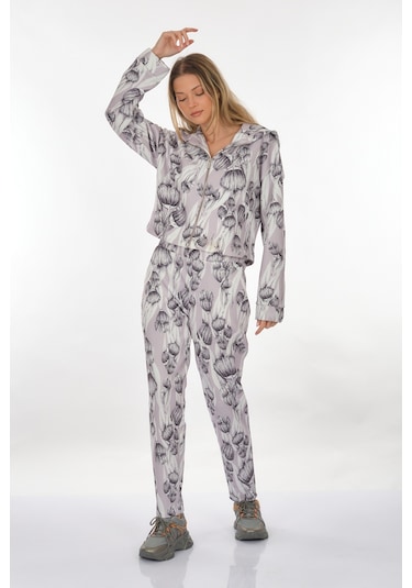 Perspective Kapüşonlu Desenli Çok Renkli Kadın Mont 24780090 001