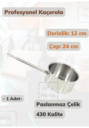 Profesyonel Kaçerola 24 Cm Paslanmaz Çelik 430 Kalite