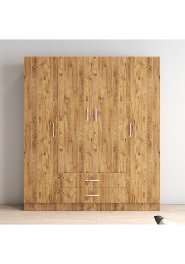 tanmob 4 Kapılı Iki Çekmeceli Geniş Gardrop Çam - Grd0602
