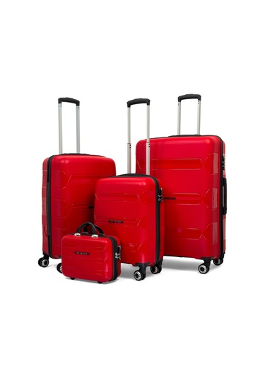 Lucas Polipropilen Kırılmaz Valiz Seti, 4'lü Set - Kırmızı Kırmızı