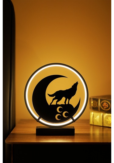 Bozkurt Ve Üç Hilal Metal Led Masa Lambası Dekoratif Işıklı Gece Lambası Türk Motifli Tasarım Aykurt