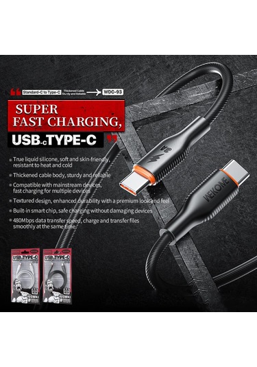 Wk Wdc-93 65w Tip-c Tip-c Silikon Veri Kablosu, Uzunluk: 1.2m Beyaz