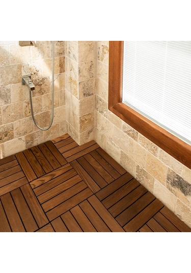 Pafu Sunsoe Dişbudak Ağacı Balkon Bahçe Ahşap Yer Döşemesi Karo Deck 30x30 Cm - 1 Adet 0,09m2