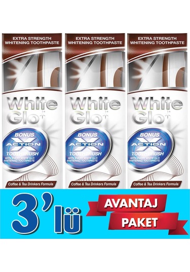White Glo Çay & Kahve Tüketenlere Beyazlatıcı Diş Macunu 150 G + Diş Fırçası x 3