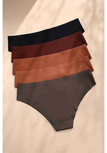 Merry See 5'li Set İz Yapmaz Likralı Dikişsiz Lazer Kesim Bikini Slip Külot Çok Renkli 001