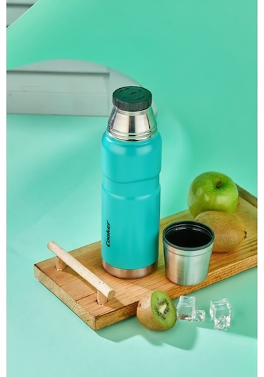 Ckr2052 500 Ml Çift Kat Sızdırmaz Paslanmaz Çelik Termos 12 Saat Sıcak, 24 Saat Soğuk Koruma Turkuaz