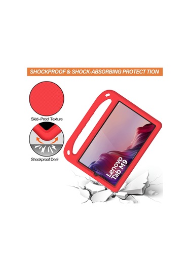 Butu Lenovo Uyumlu Tab M9 Kickstand Tablet Kılıfı, El Kavrama Eva Darbeye Dayanıklı Tablet Kılıfı