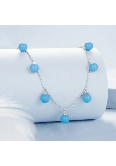 S925 Ayar Gümüş Mavi Turkuaz Çift Aşınma Klavikula Kolye Bsn405 Çok Renkli