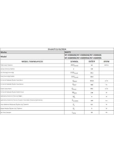 Narte H30060W Sessiz Duvar Tipi Davlumbaz