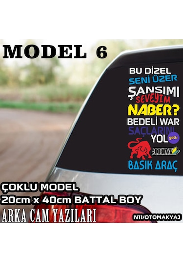 arka cam yazıları - çoklu model türkçe marka yazılı sticker seti