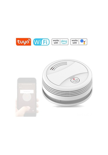 Tuya Wifi Akıllı Duman Alarmı - Ev İçin Optik Algılama, Ses Ve Işık Uyarısı, Uzak Kontrol, App Bildirim, Alexa & Google Assistant Desteği