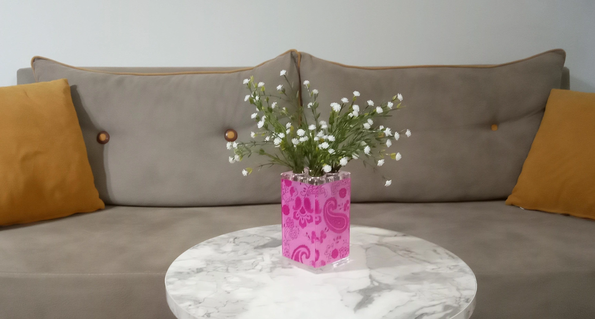 2 Adet Vazo Dahil,vazoda Çiçek,beyaz Yapay Çiçek,vazo Dekoratif Pembe 7x7x17cm Çok Renkli