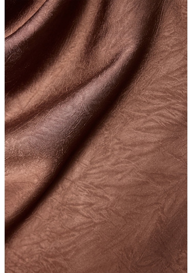 Sateen Degaje Yaka Saten Bluz - Açık Kahve-137427 Açık Kahverengi