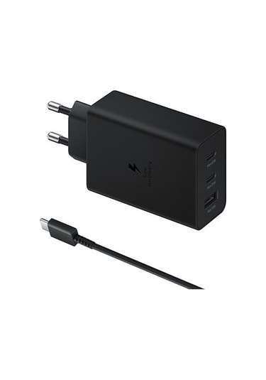 Hombey 65w Pd Hızlı Şarj Cihazı, 3 Port, Samsung Telefon/notebook/tablet Uyumlu, Avrupa Standartı + 2 Type-c 1m Kablolu Siyah