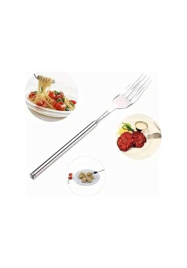 Trendooze Cloud011 Gümüş Barbekü Alet Seti 25,4 Ayar Paslanmaz Çelik Katlanır Çatal Forku Gümüş