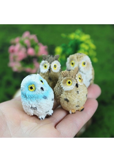 Sones 4 Adet/takım Mini Simülasyon Baykuş Bahçe Dekoratif Hayvan Süsleri