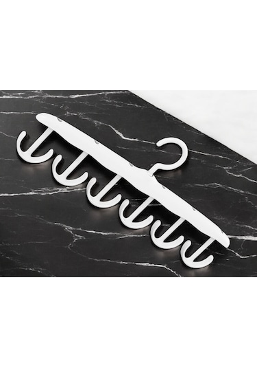 12 Kancalı Çok Amaçlı 360 Döner Başlıklı Dolap İçi Beyaz Askı Beyaz