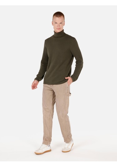 Colins Regular Fit Turtle Neck Yeşil Erkek Kazak Cl1064879 Haki