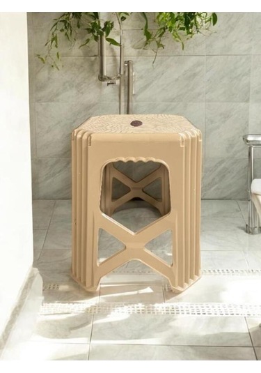 Karatay Orta Boy Plastik Mutfak, Banyo, Balkon Ve Bahçe Taburesi Krem