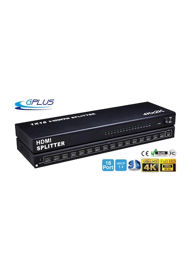 Gplus 4K116 16 Port 4K Ultra HD 2160P 3D HDMI Splitter HDCP 1.4 Görüntü Çoklayıcı