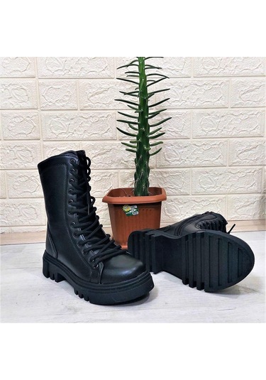 M.p 1416 Siyah Cilt İçi Sıcak Astar 25cm Bayan Postal Bot 001