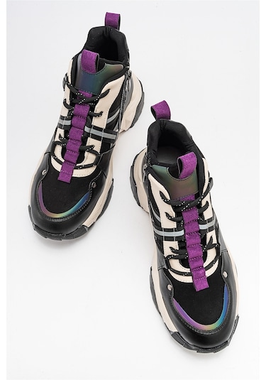 Luvishoes Clara Siyah Mor Kadın Spor Bot Mor - Siyah