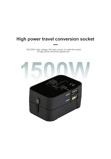 Vkemall Evrensel Seyahat Prizi - Çift Usb Şarj Cihazı - 110v-250v Akıllı Enerji Adaptörü Beyaz