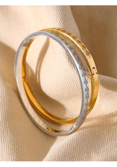 Novahub Altın 60mm Moda Döküm Bileklik Kadınlar İçin Kübik Zirkonya 18k Pvd Kaplama Kadın Bilezik Trendy Takı Altın