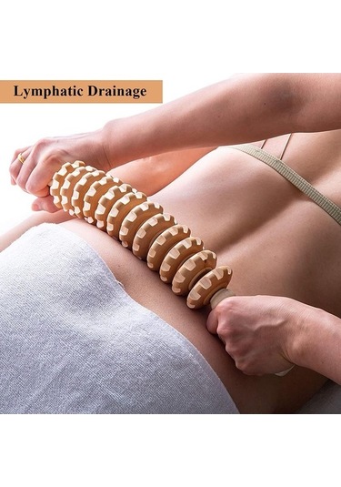 Didadodo Ahşap Terapi Selülit Tetik Noktası Çubuk Rulo, Lenfatik Drenaj Anti Selülit Kas Serbest Bırakma Rulo Lenfatik Drenaj Masaj Aracı Kahverengi