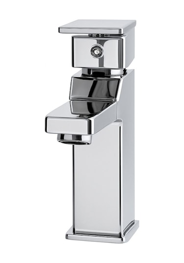 Rudi Armatür Premium Pirinç Kare Gövde Şelale Lavabo Bataryası Gümüş