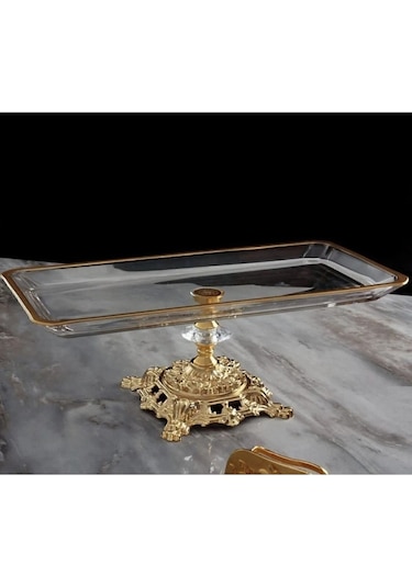 Alfafe Home Metal Ayaklı Gold Detaylı Sunumluk Baton Gold