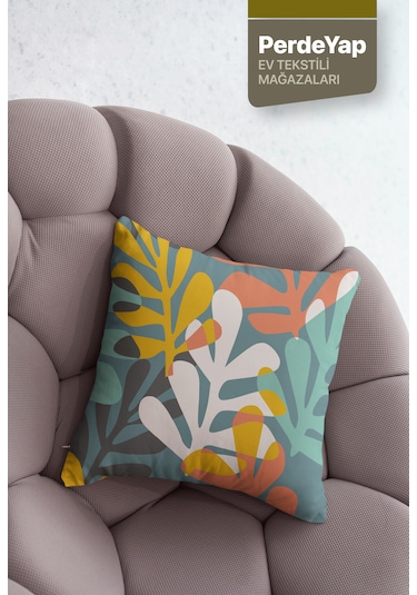 Renkli Tüyler Desenli 4lü Kırlent Kılıfı