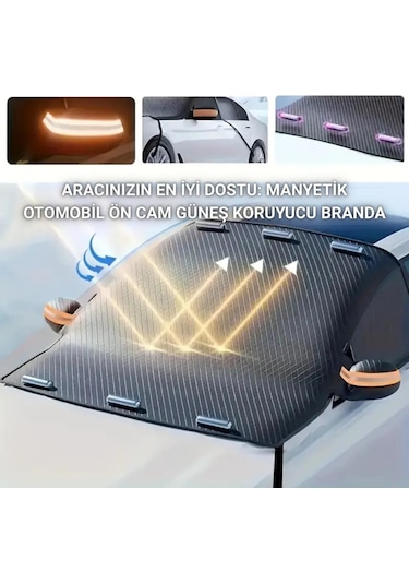 Coofbe Manyetik Oxford Kumaş Araç Ön Cam Koruyucu Branda Araç Ön Cam Güneşlik Araç Kar Don Brandası