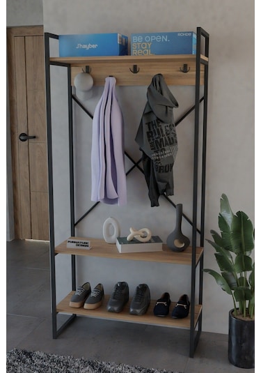 Echo Vestiyer Askılık Portmanto Ayakkabılık Çok Amaçlı Vestiyer Çam