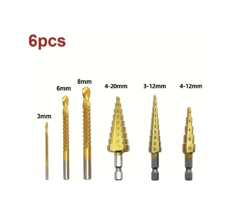 Trendooze Altın 6li Kademeli Matkap Ucu Seti 4-20mm Metal Ahşap Delme