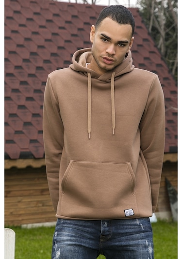 Buratti Regular Fit Kapüşonlu Kanguru Cepli Içi Tüylü Yumuşak Şardonlu Erkek Sweat 5905281 Sütlü Kahve