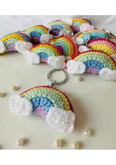 Fynbos Amigurumu Renkli Gökkuşağı Figürlü Anahtarlık