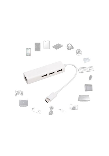 4693 Usb Type C Hub Rj45 Ethernet Çevirici Çoklayıcı Adaptör