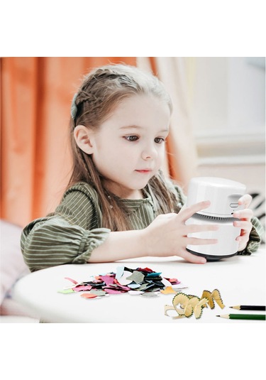 Qingmipy Usb Şarjlı Mini Masa Süpürgesi - Güçlü Emiş, 2 Hız Ayarlı, 1800mah Pil Mavi