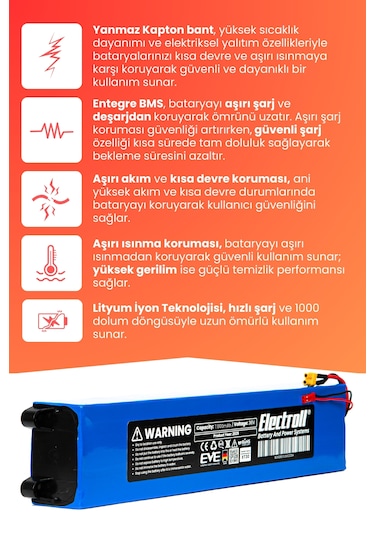 Mobil Urban E-go2 Batarya Yüksek Kapasite 36v 7.800mah