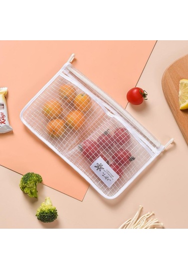 1 Adet Buzdolabı Kapı Düzenleyici, Mutfak Saklama Çantası İçin Buzdolabı Asılı File Çanta, Ev Eşyaları Ayırma Çantası Mavi