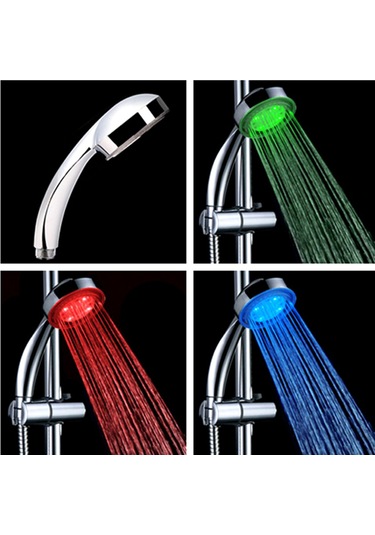 Monyee Led Duş Başlığı, Su Akışı İle Çalışır, 3 Renk Sıcaklık Algılama Ve 7 Renk Otomatik Değişim Seçenekleri, Su Tasarruflu, Abs Malzeme, G1/2 Bağlantı Diğer