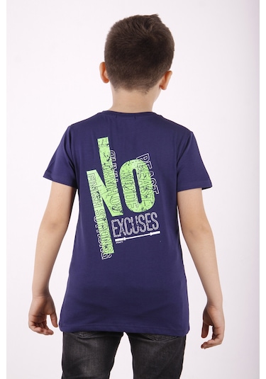 Toontoy Erkek Çocuk Excuses Baskılı Cepli Tişört Lacivert