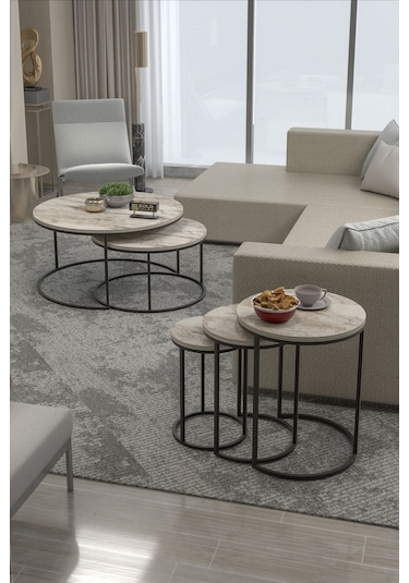 Orta Sehpa Ve Zigon Sehpa Set İkili Lüx C Zigon Efes