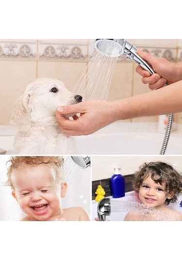 Duş Başlığı El Duşu 3 Sprey Tipleri Yüksek Basınç Durdurma Düğmeli El Yüksek Basınç Su Tasarruflu Duş Başlığı