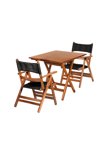 Marmaris Minderli Ahşap Bahçe Balkon Seti: 70X70 Masa +2 Sandalye (540175167)