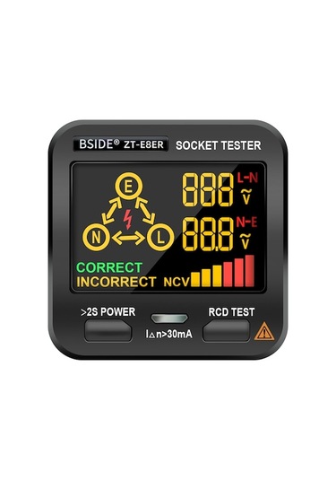 Bsıde Lcd Ekranlı Soket Test Cihazı Avrupa Tipi - Kablolama Kontrolü, Rcd Ve Ncv Testi Fonksiyonları İle Pratik Kullanım