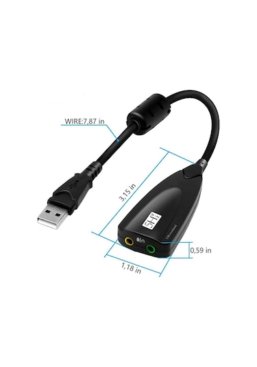 Wozlo 7.1 USB 12 Kanal 64 Bit 5HV2 Destekli Kablolu Audio Çevirici Harici Ses Kartı